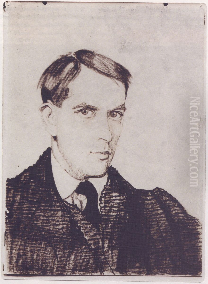 Portret wlasny zrobiony w godzine Oil Painting by Stanislaw Ignacy Witkiewicz (Witkacy)