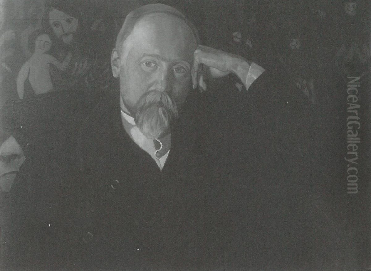 Portret Bronislawa Pilsudskiego Oil Painting by Stanislaw Ignacy Witkiewicz (Witkacy)