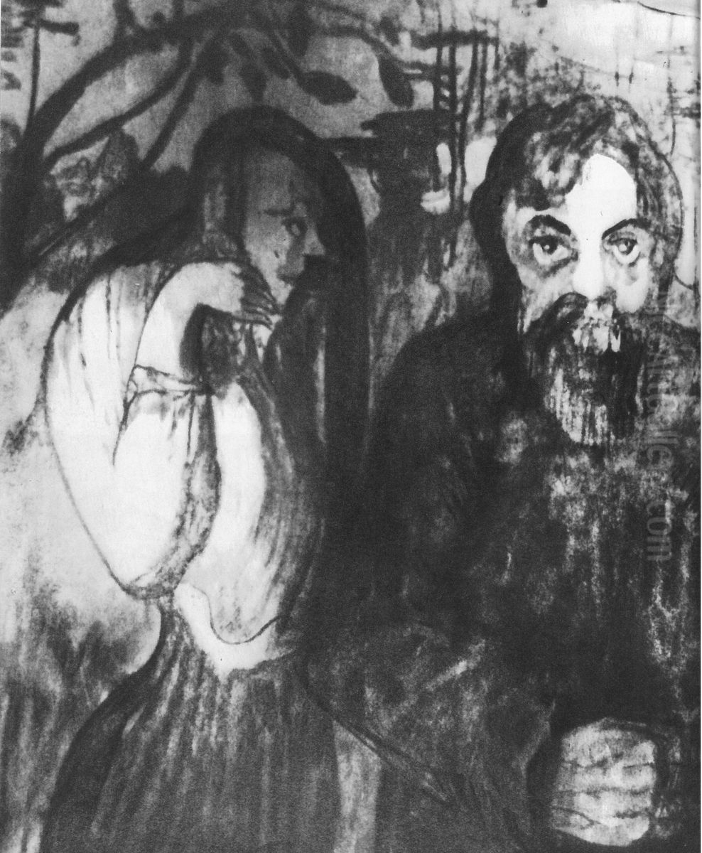 Ojciec z corka Oil Painting by Stanislaw Ignacy Witkiewicz (Witkacy)