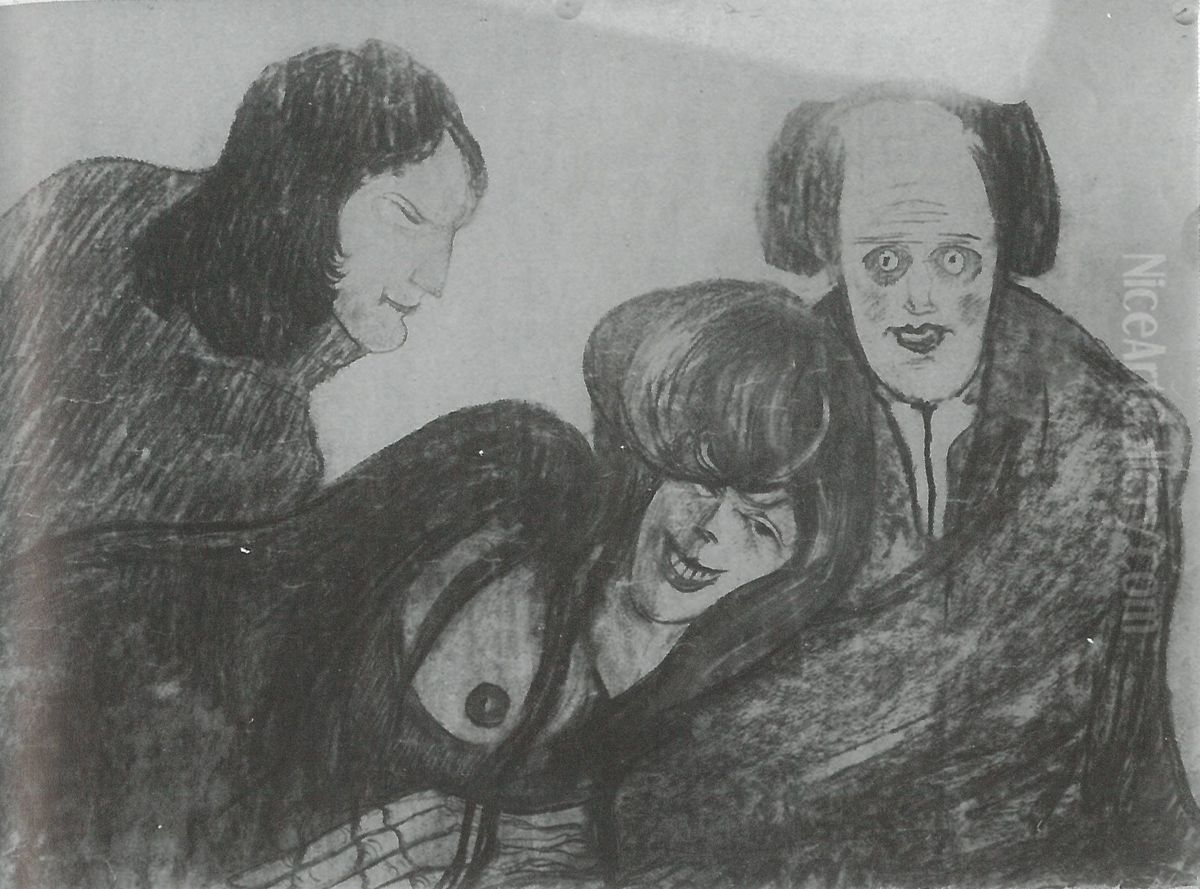 Pusty czlowiek jego kochanka i rywal Oil Painting by Stanislaw Ignacy Witkiewicz (Witkacy)