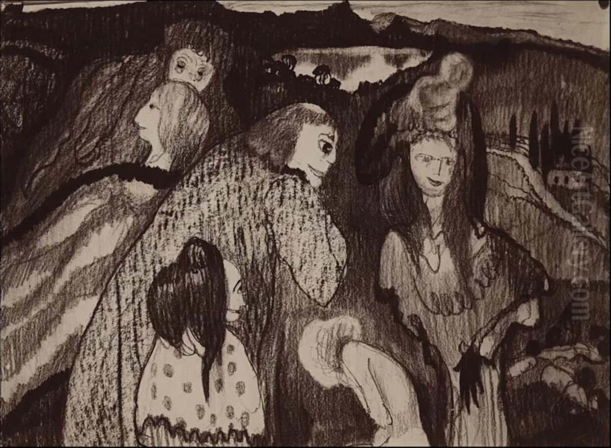 Evening at Lago di Nemi Oil Painting by Stanislaw Ignacy Witkiewicz (Witkacy)