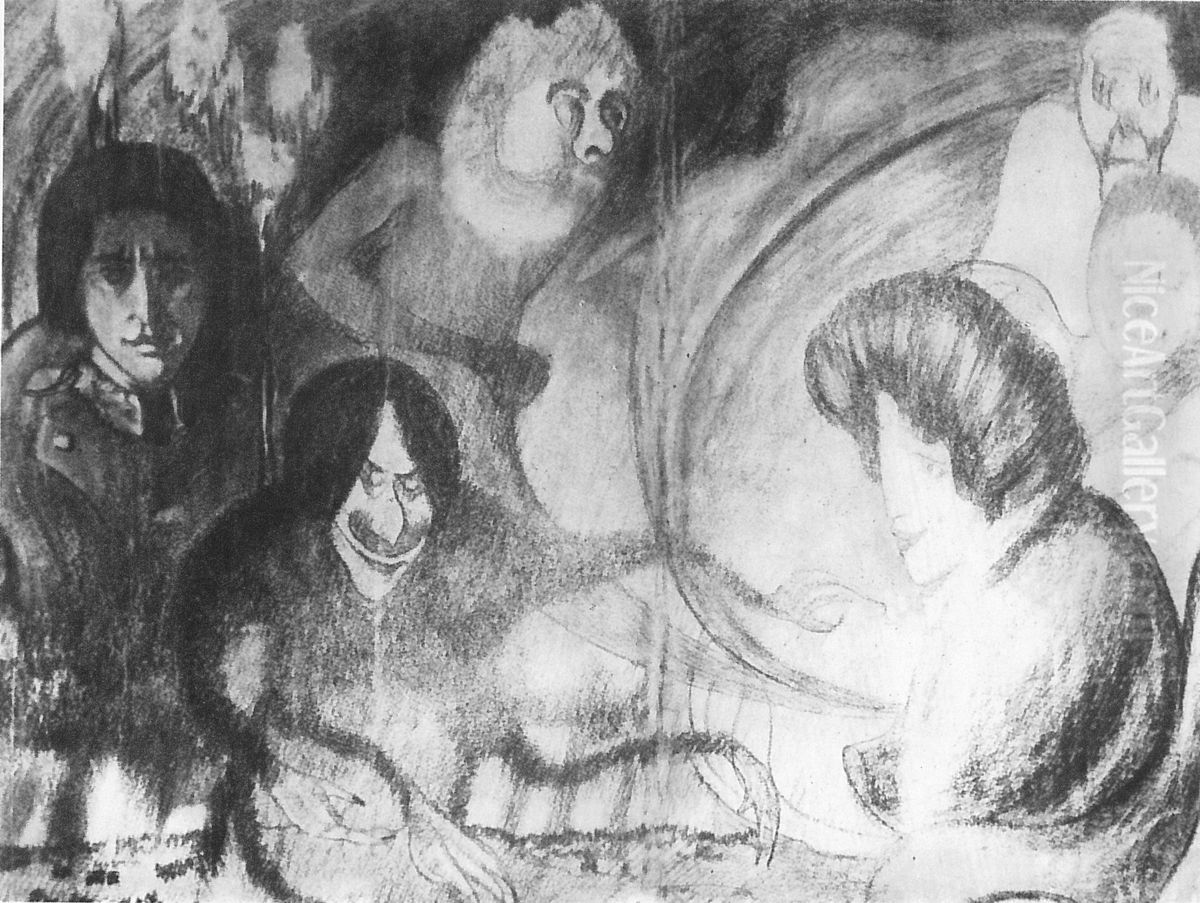 A family of pimps Oil Painting by Stanislaw Ignacy Witkiewicz (Witkacy)