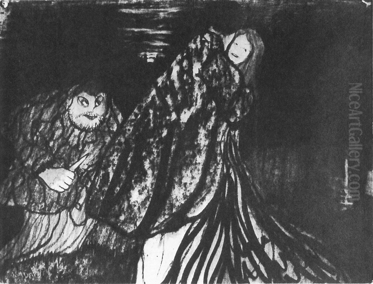 The man afflicted with dropsy laying in wait for his wife's lover Oil Painting by Stanislaw Ignacy Witkiewicz (Witkacy)