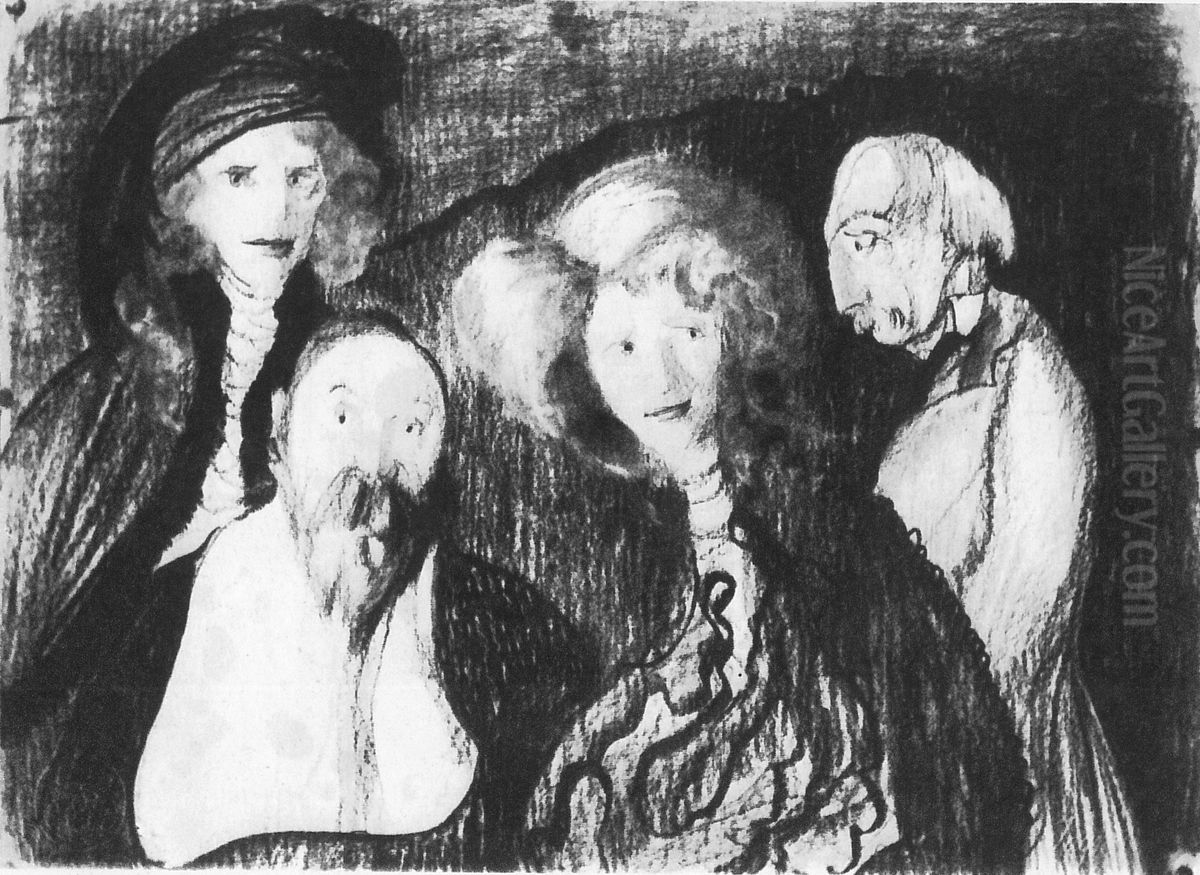 What mood prevailed after Sunday lunch at Uncle's Oil Painting by Stanislaw Ignacy Witkiewicz (Witkacy)