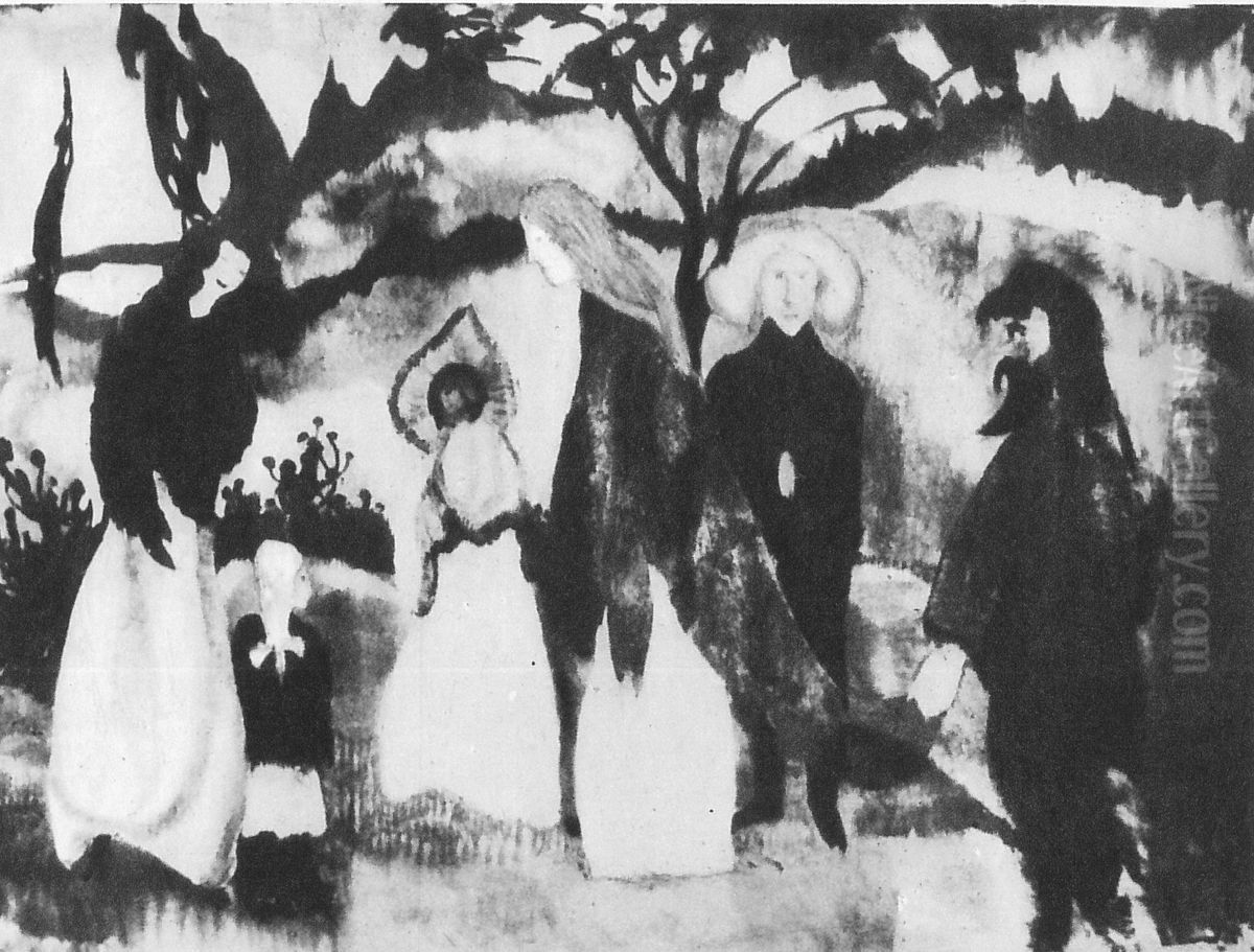 Pierwszy spacer Ksiezniczki po nieudanym otruciu Oil Painting by Stanislaw Ignacy Witkiewicz (Witkacy)