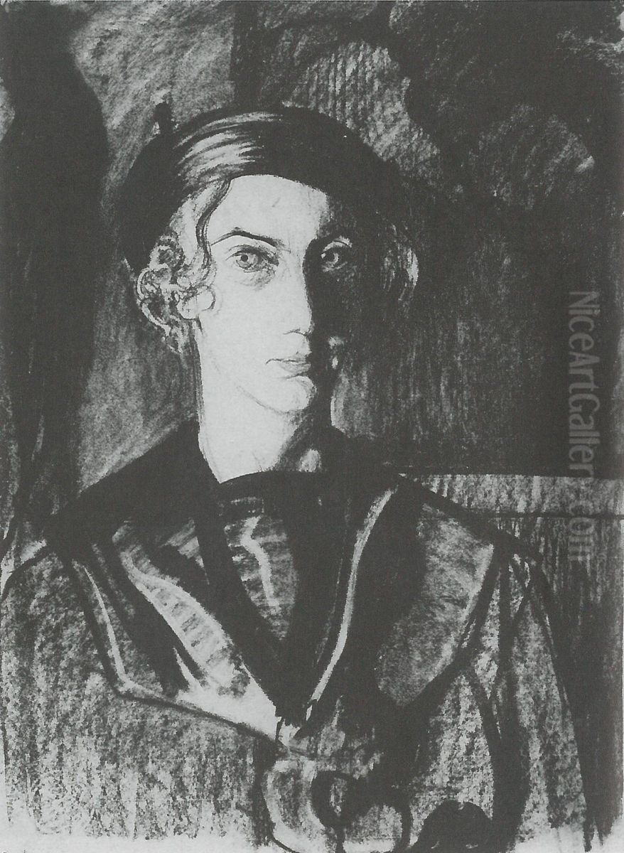 Intuitive drawing by Mr. Bork. No 2 (Portrait of Eugenia Dunin-Borkowska) Oil Painting by Stanislaw Ignacy Witkiewicz (Witkacy)