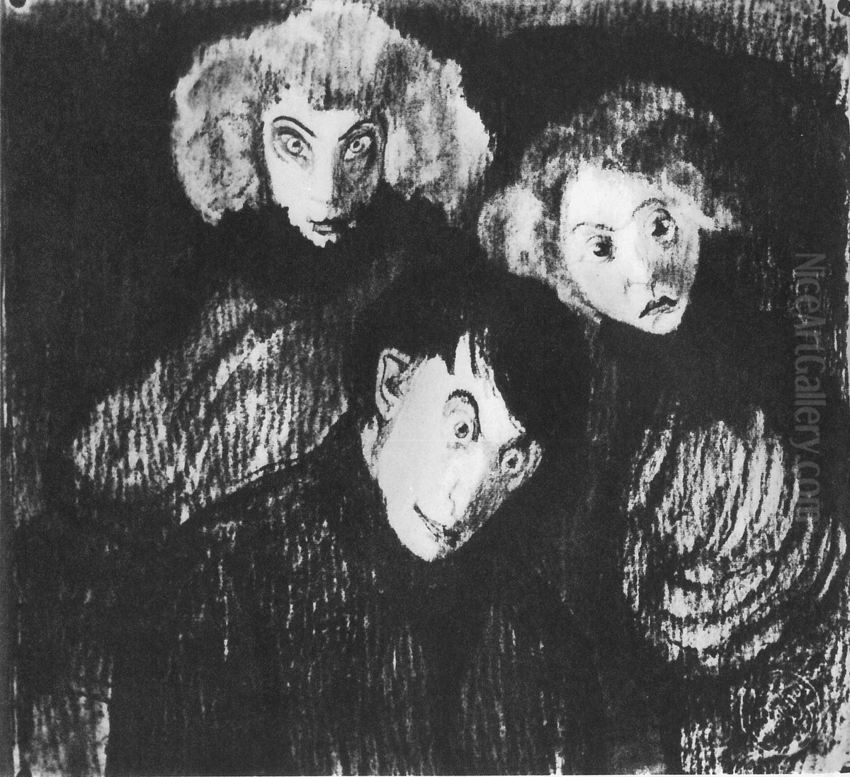 The wanderer and anxious women Oil Painting by Stanislaw Ignacy Witkiewicz (Witkacy)