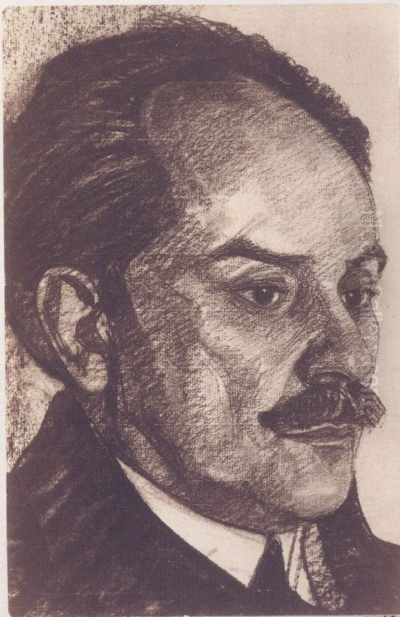 Portret Stefana Zeromskiego Oil Painting by Stanislaw Ignacy Witkiewicz (Witkacy)