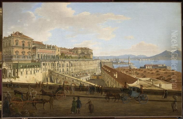 Palais Royal de Naples, cote de l'arsenal Oil Painting by Josef Rebell