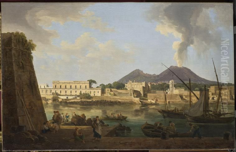 Le golfe de Naples, vu de Chiaja Oil Painting by Josef Rebell