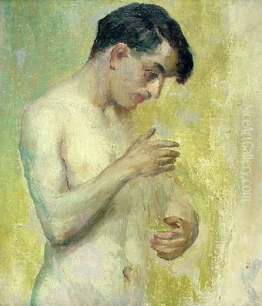 Male nude Oil Painting by Lucilio de Albuquerque