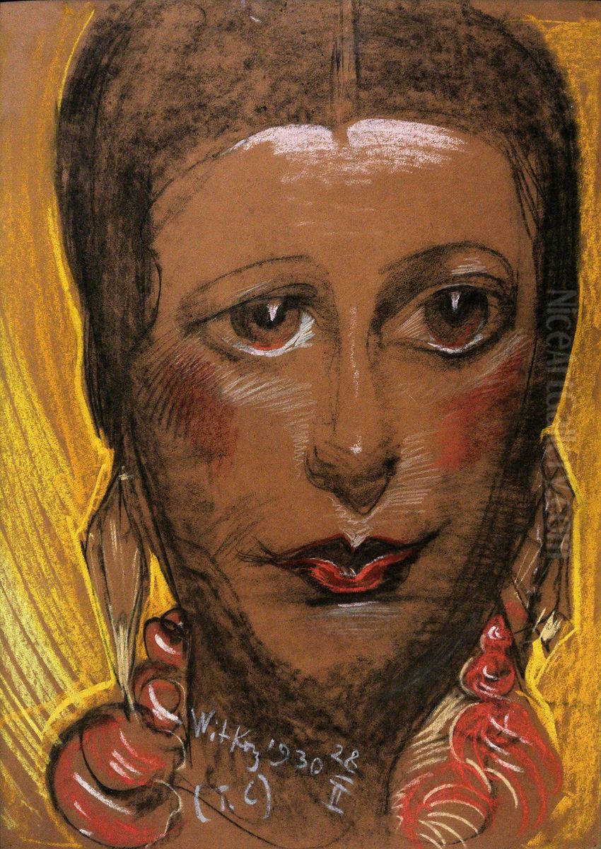 Portrait of Edwarda Szmuglarowska Oil Painting by Stanislaw Ignacy Witkiewicz (Witkacy)