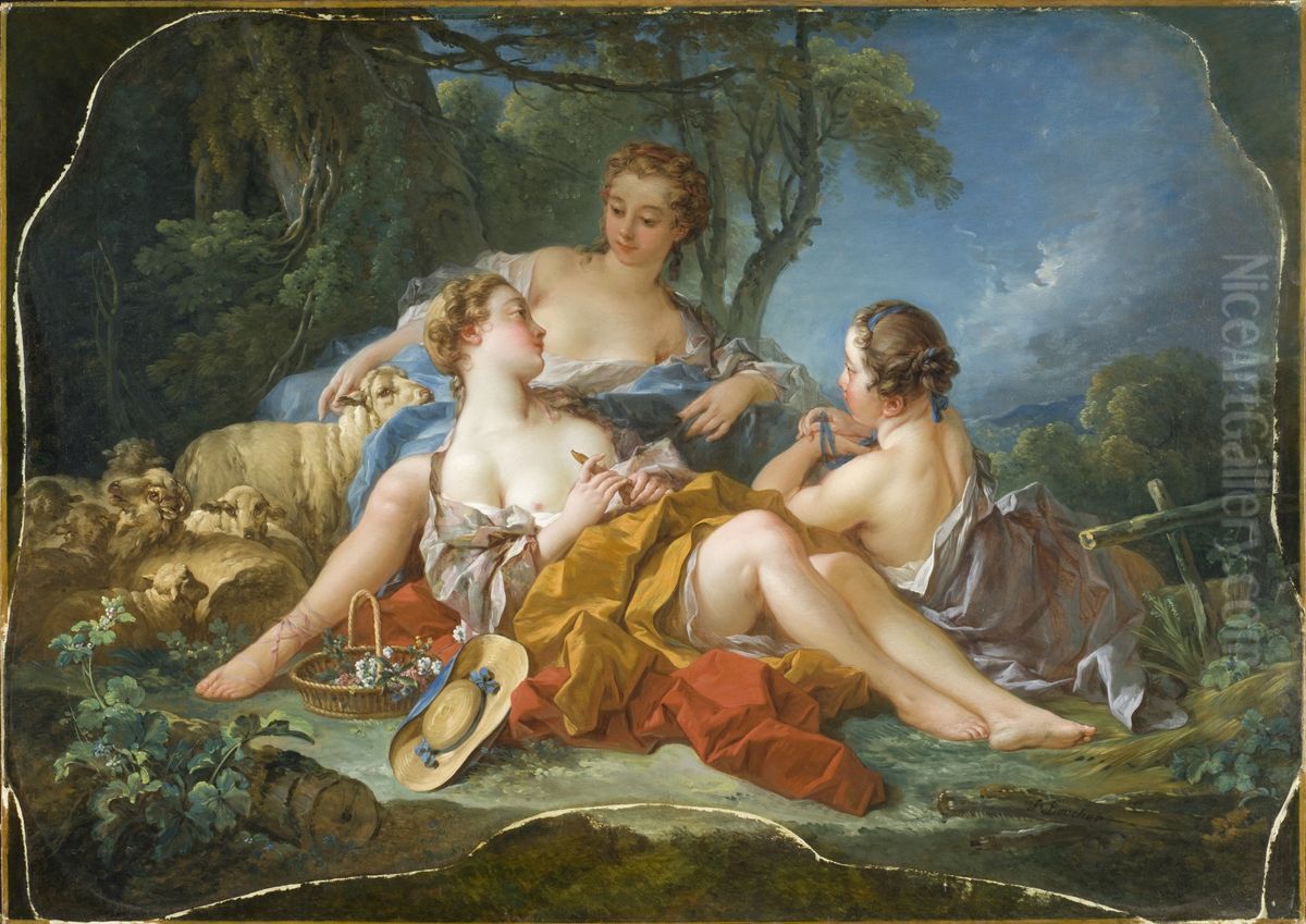 Les Confidences Pastorales Oil Painting by Francois Boucher