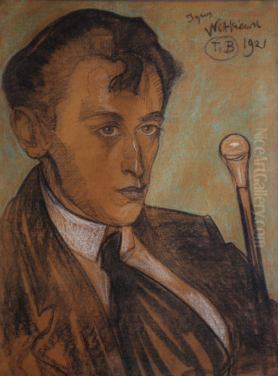 Portrait of Bruno Jasienski Oil Painting by Stanislaw Ignacy Witkiewicz (Witkacy)