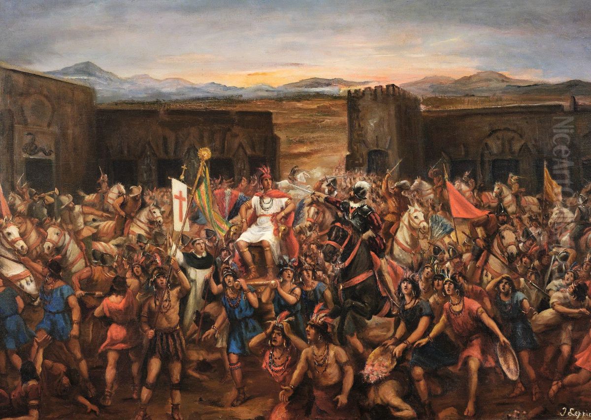 La captura de Atahualpa Oil Painting by Juan Lepiani