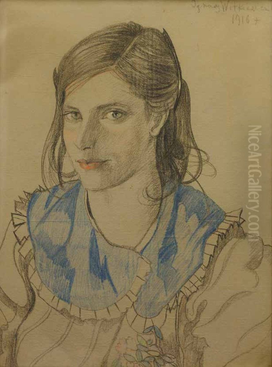 Portrait of a young Woman Oil Painting by Stanislaw Ignacy Witkiewicz (Witkacy)