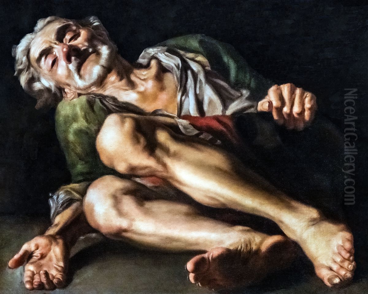 Mendiant recroqueville Oil Painting by Gaspare Traversi