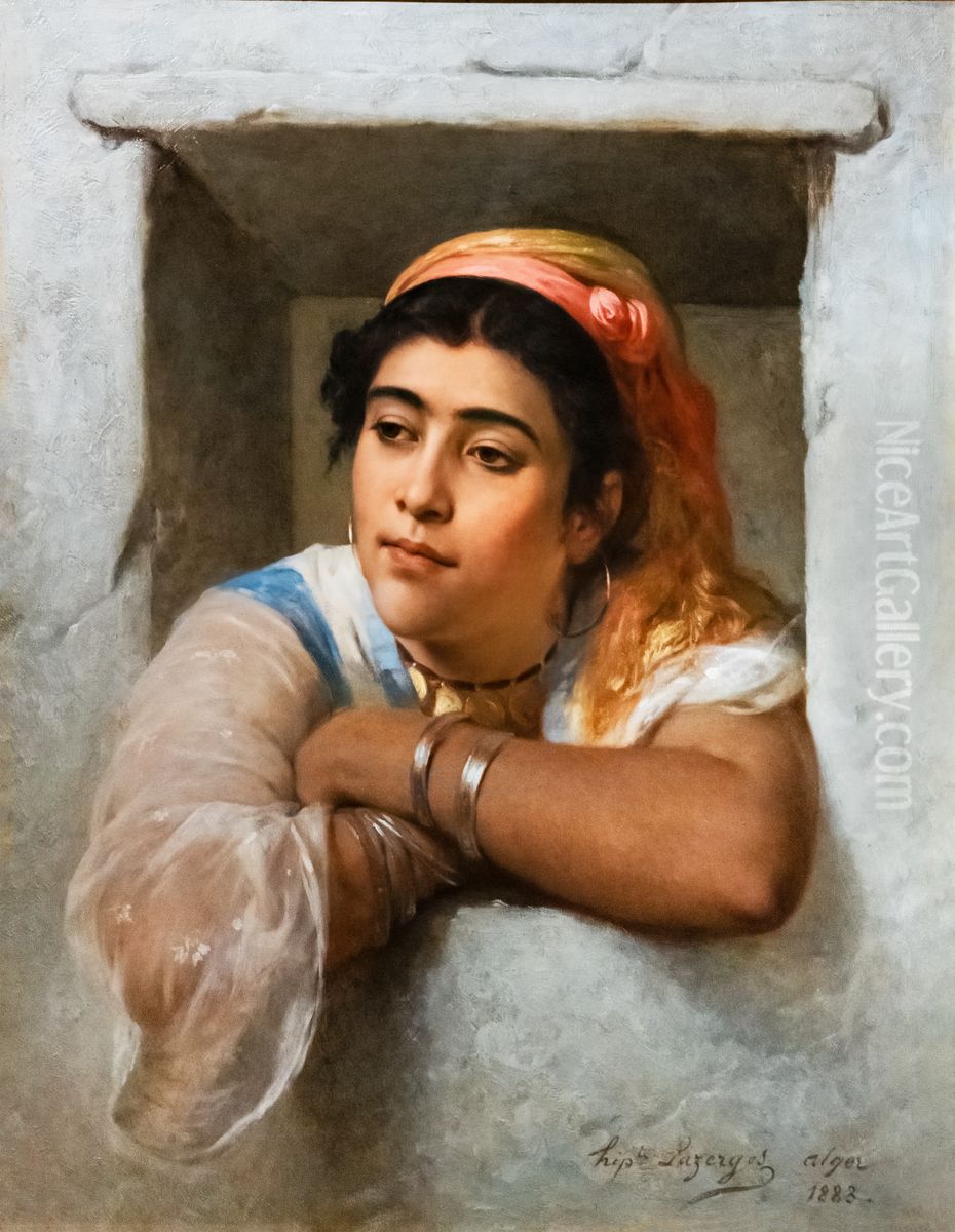 At the window Oil Painting by Hippolyte Lazerges