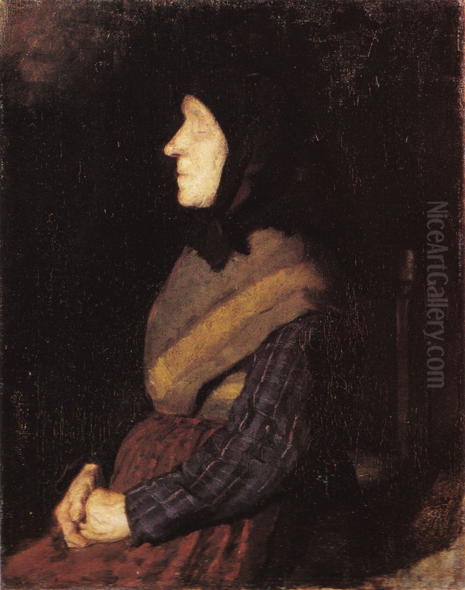 Blind kone, Bla Ane (Ane Chrestense Nielsdatter) Oil Painting by Anna Ancher