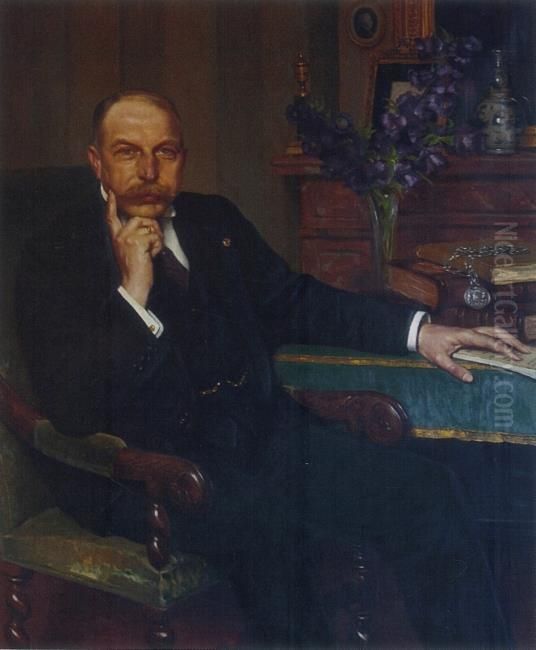 Portret van David Eliza van Lennep (1865-1934) Oil Painting by Jan Willem Sluiter