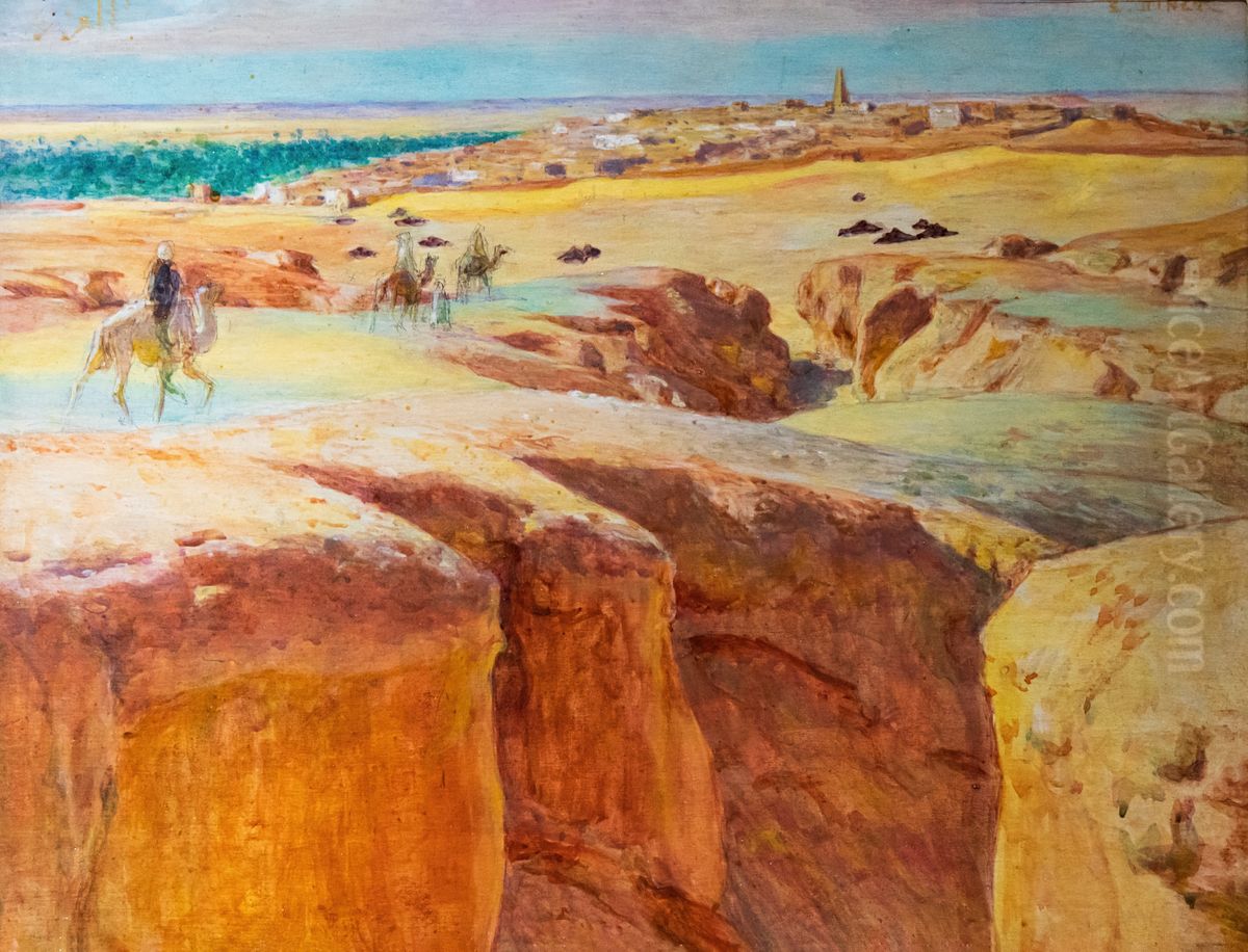 Caravane a El Grara, pres de Gardaia Oil Painting by Nasreddine Dinet