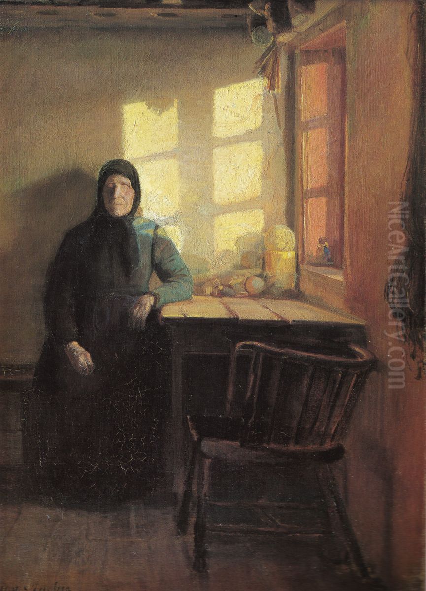 Sunshine in the room of the blind Oil Painting by Anna Ancher