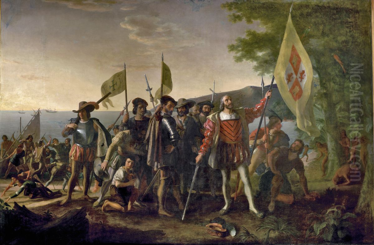 Landing of Columbus Oil Painting by John Vanderlyn