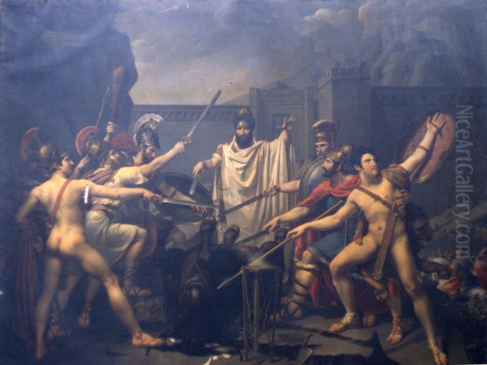 The Seven Chiefs against Thebes Oil Painting by Angelique Mongez