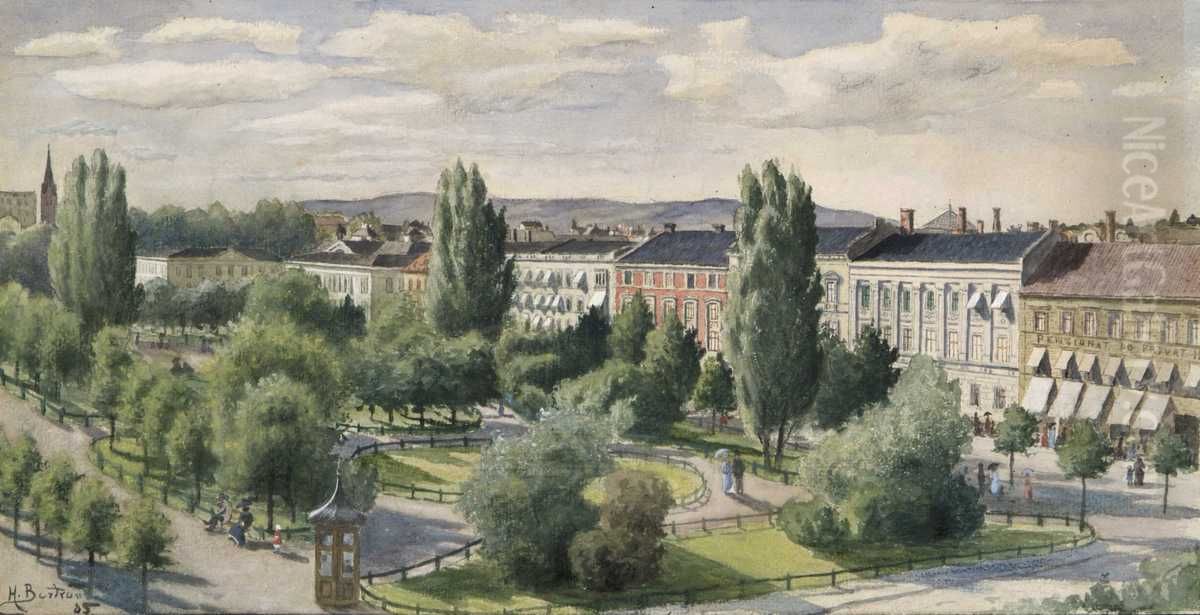 Studenterlunden og Karl Johans gate Oil Painting by Harald Bertrand