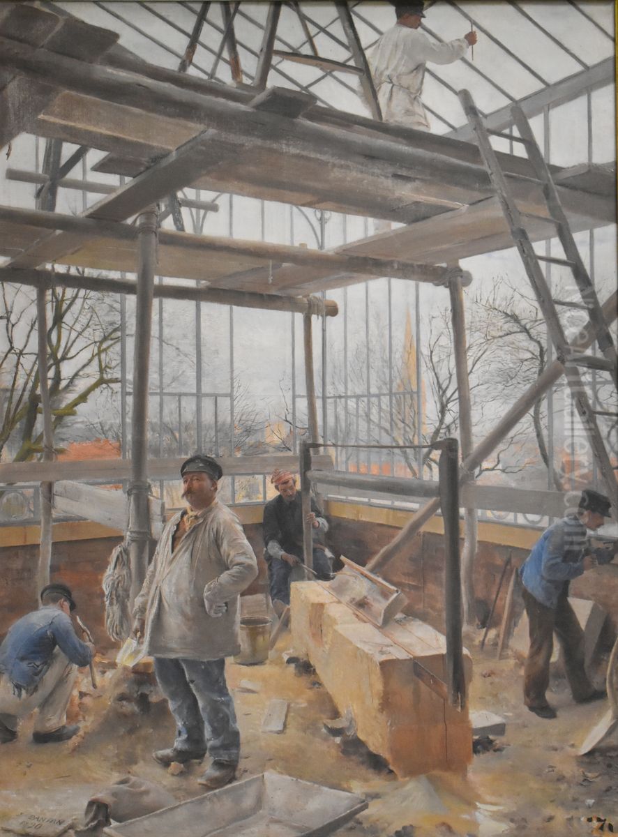 Serre en construction Oil Painting by Edouard Dantan
