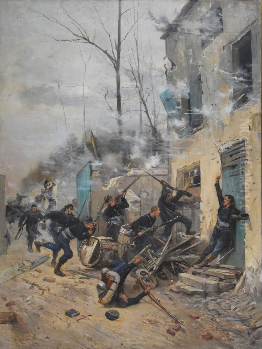 Etienne Dujardin-Beaumetz - A la baionnette Oil Painting by Henri-Charles-Etienne Dujardin-Beaumetz