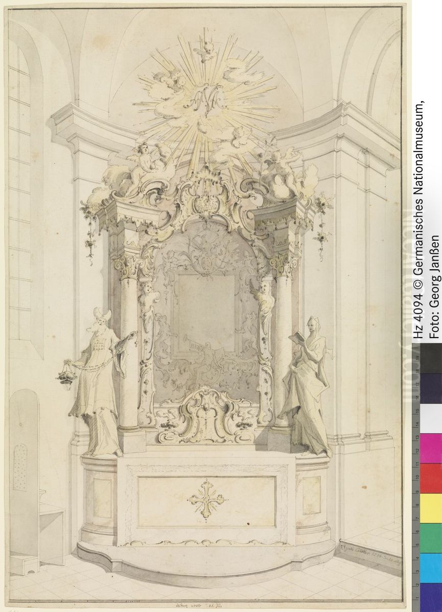 Design of an Anne altar for the pilgrimage church of St. Anna in Munich-Harlaching Oil Painting by Ignaz Gunther