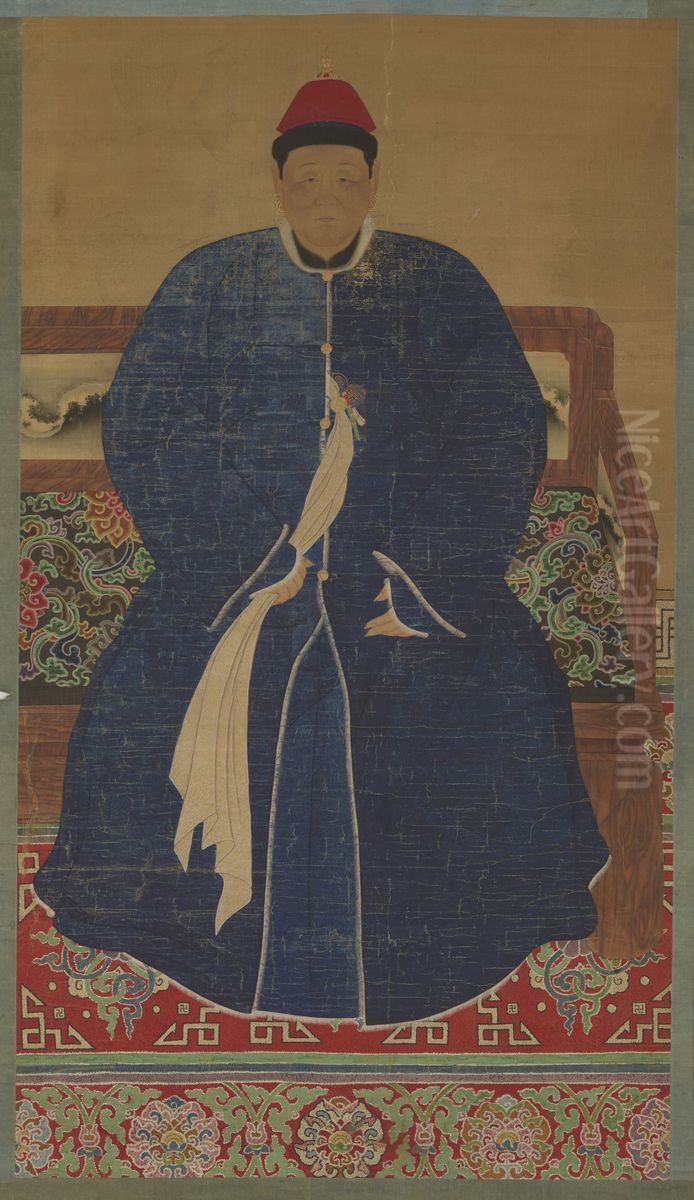 Portrait of a Court Lady Alleged to be Empress Xiaozhuang (1613-1688) Oil Painting by unknown