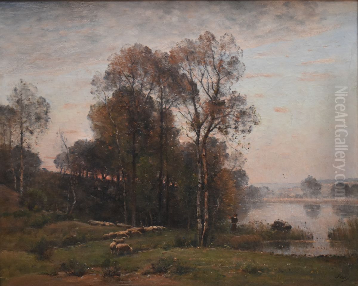 Crepuscule au Gourtarou Oil Painting by Louis-Aime Japy