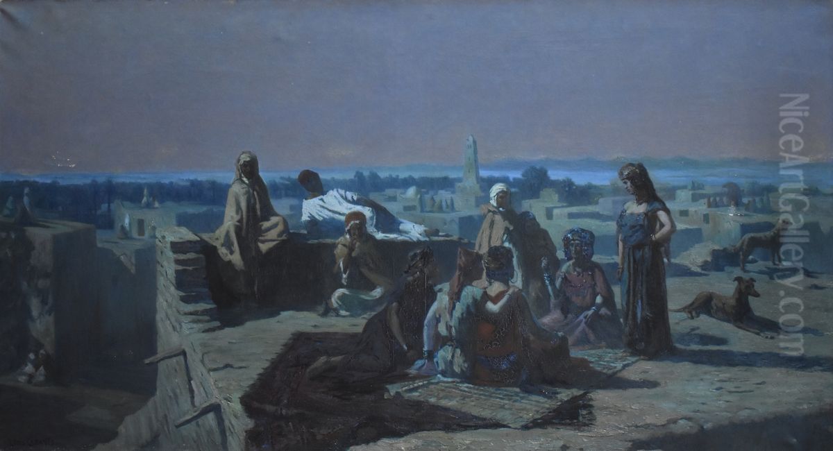 Soir dans l'oasis Oil Painting by Louis Francois Cabanes
