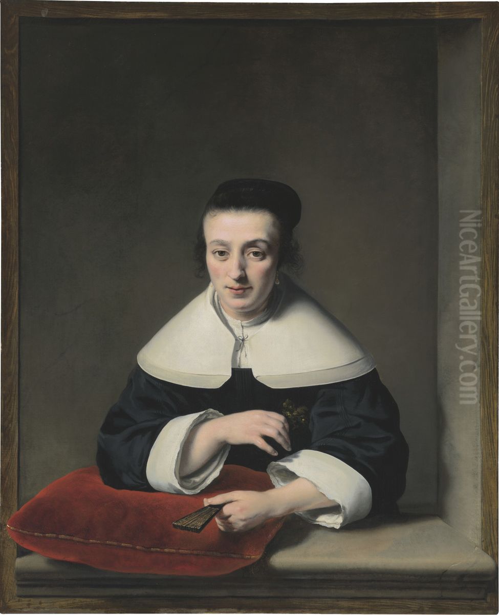 Portrait of a lady at a casement Oil Painting by Ferdinand Bol