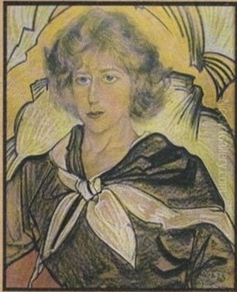 Portrait of Maria Pawlikowska-Jasnorzewska Oil Painting by Stanislaw Ignacy Witkiewicz (Witkacy)