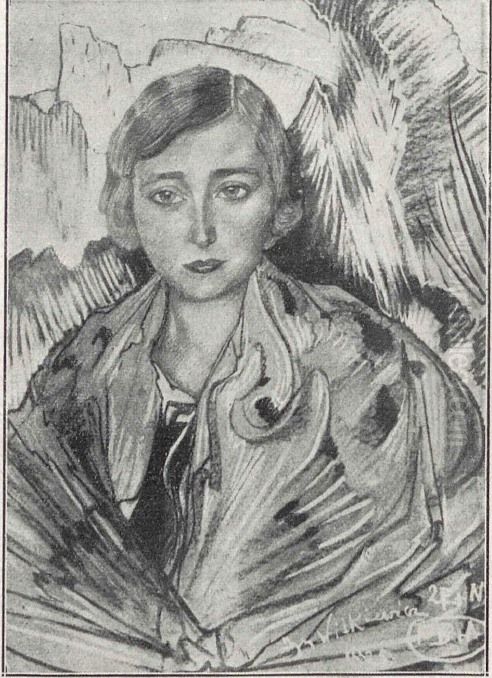 Portrait of Ms. Janina Szreniawa Oil Painting by Stanislaw Ignacy Witkiewicz (Witkacy)
