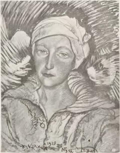 Portrait of Ms. Gen. Haller Oil Painting by Stanislaw Ignacy Witkiewicz (Witkacy)