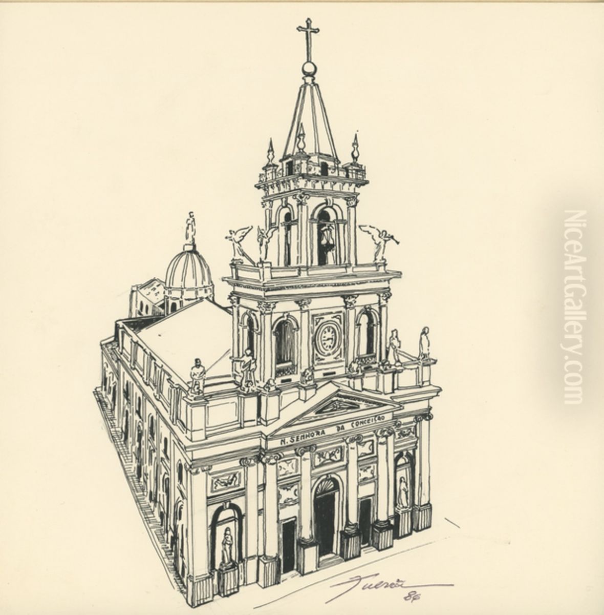 Catedral N. Senhora da Conceicao Oil Painting by Fulvia Goncalves