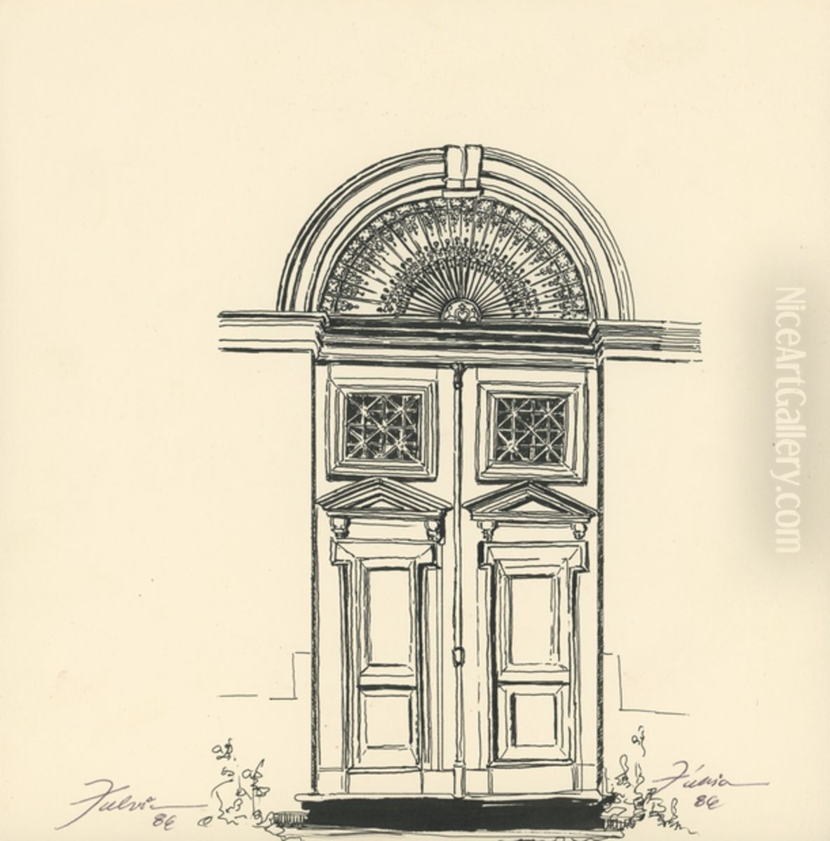 Porta lateral da Catedral - Rua 13 de Maio Oil Painting by Fulvia Goncalves