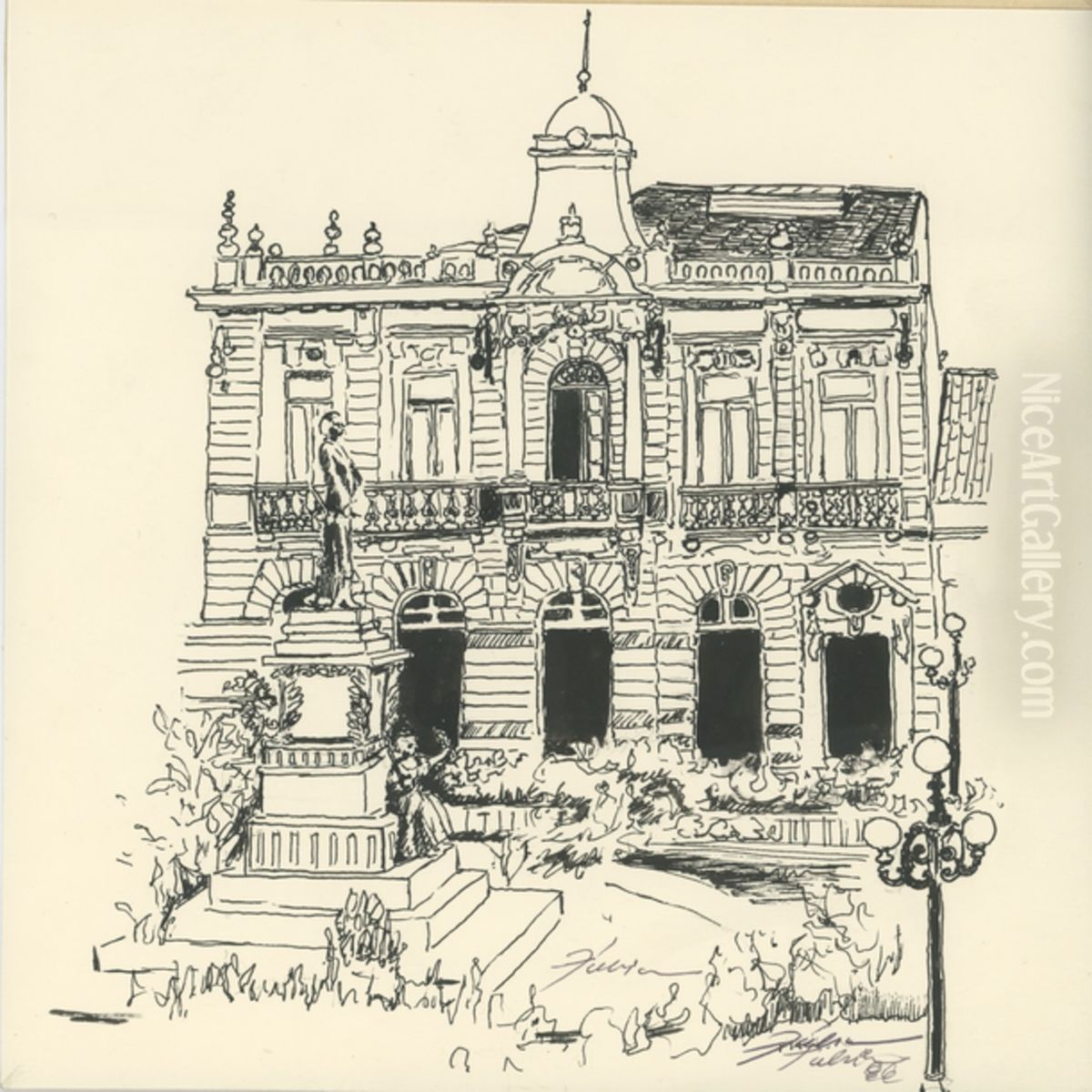 Demolished building in front of Dr. Antonio Pompeu de Camargo Square [sic] (in fact it's Bento Quirino Square) Oil Painting by Fulvia Goncalves