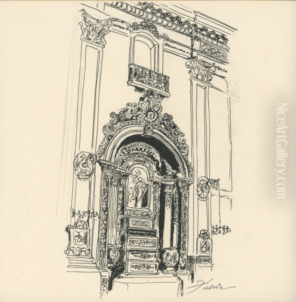 Altar lateral da Catedral Metropolitana de Nossa Senhora da Conceicao Oil Painting by Fulvia Goncalves