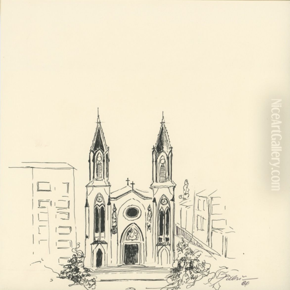 Matriz do Carmo Oil Painting by Fulvia Goncalves