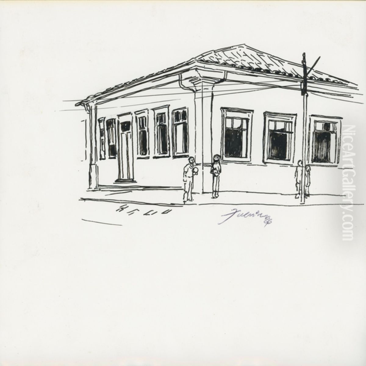 Fachada de imovel Oil Painting by Fulvia Goncalves