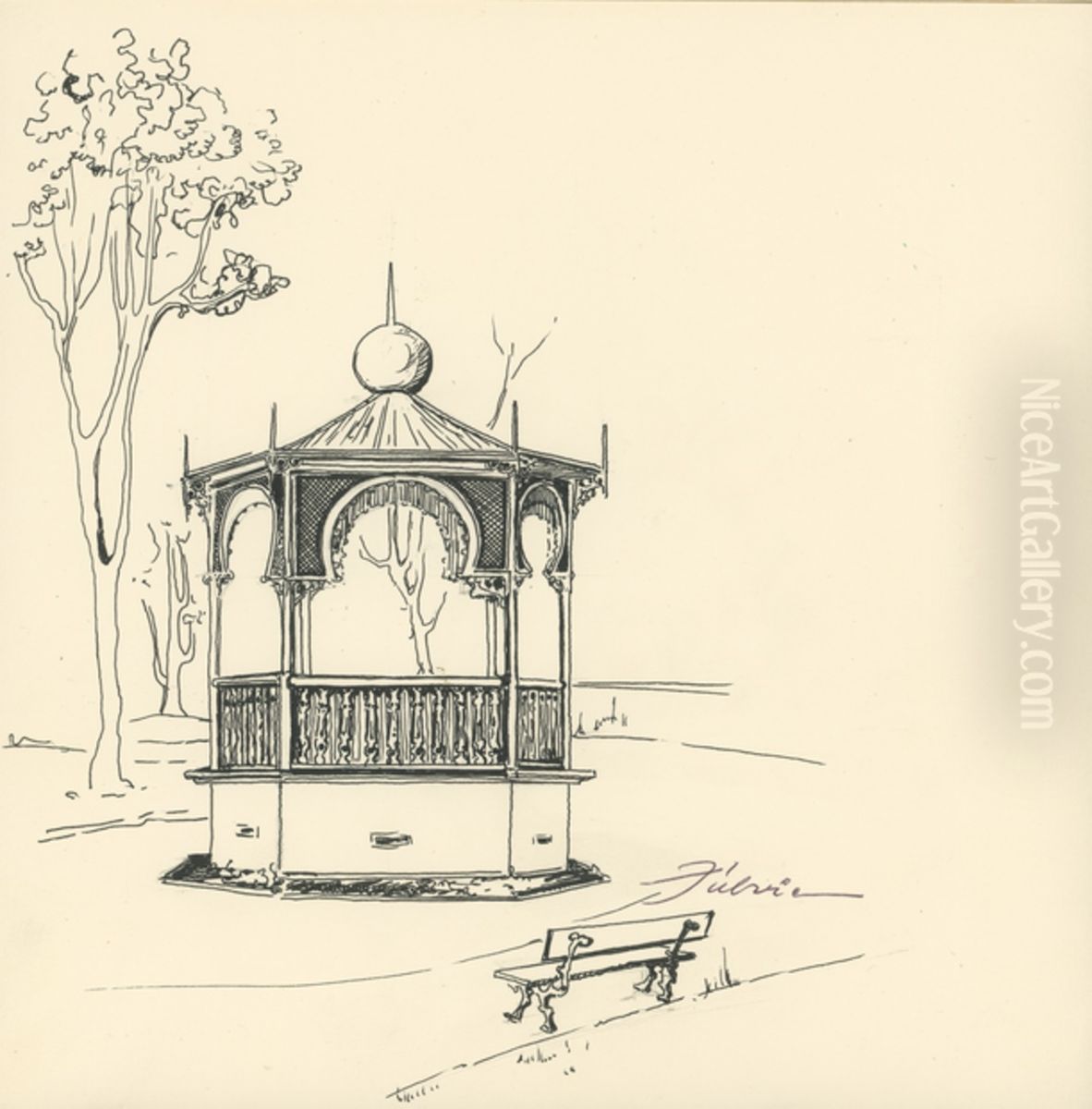 Coreto do Largo do Para Oil Painting by Fulvia Goncalves