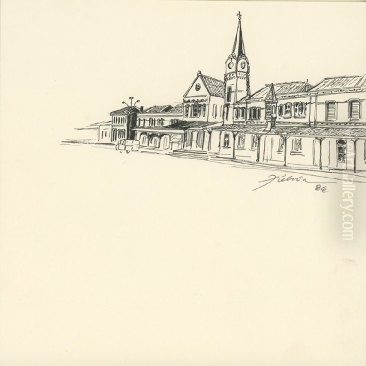 Estacao da estrada de ferro Oil Painting by Fulvia Goncalves