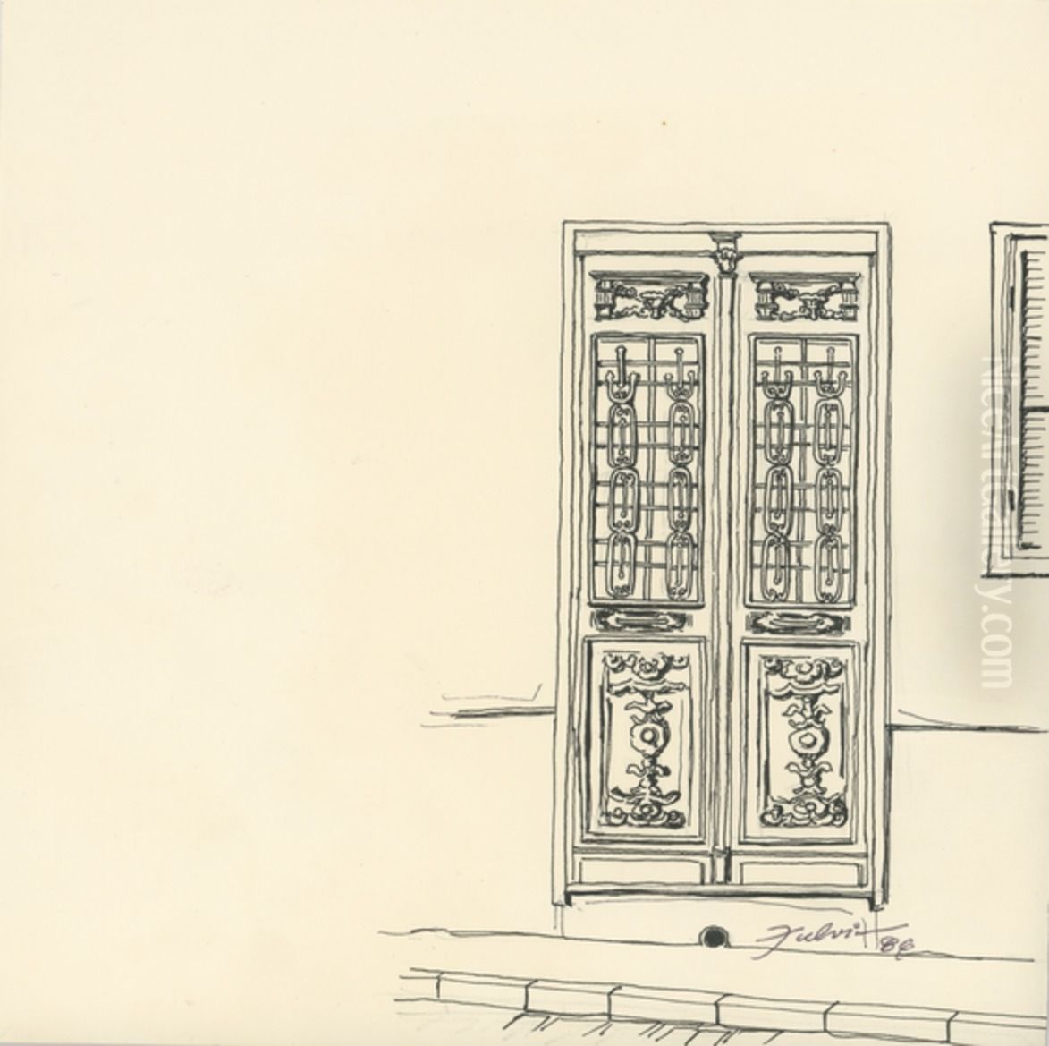 Porta da casa de Antonia Goncalves Oil Painting by Fulvia Goncalves