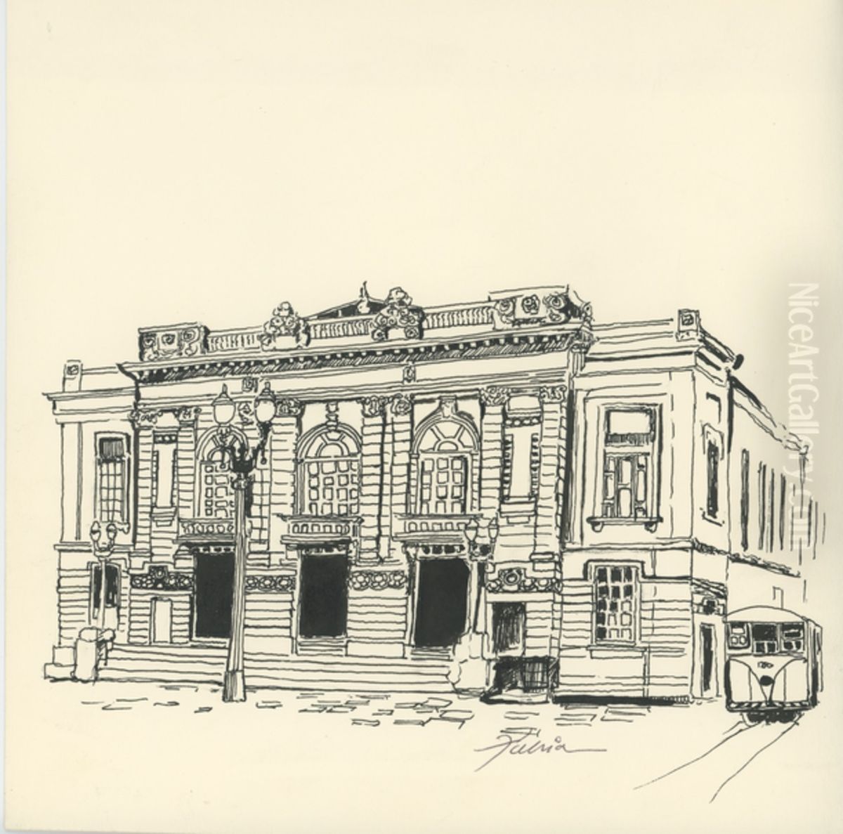 Teatro Municipal Oil Painting by Fulvia Goncalves