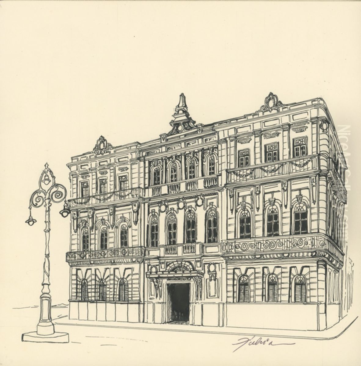 Antigo Clube Campineiro Oil Painting by Fulvia Goncalves